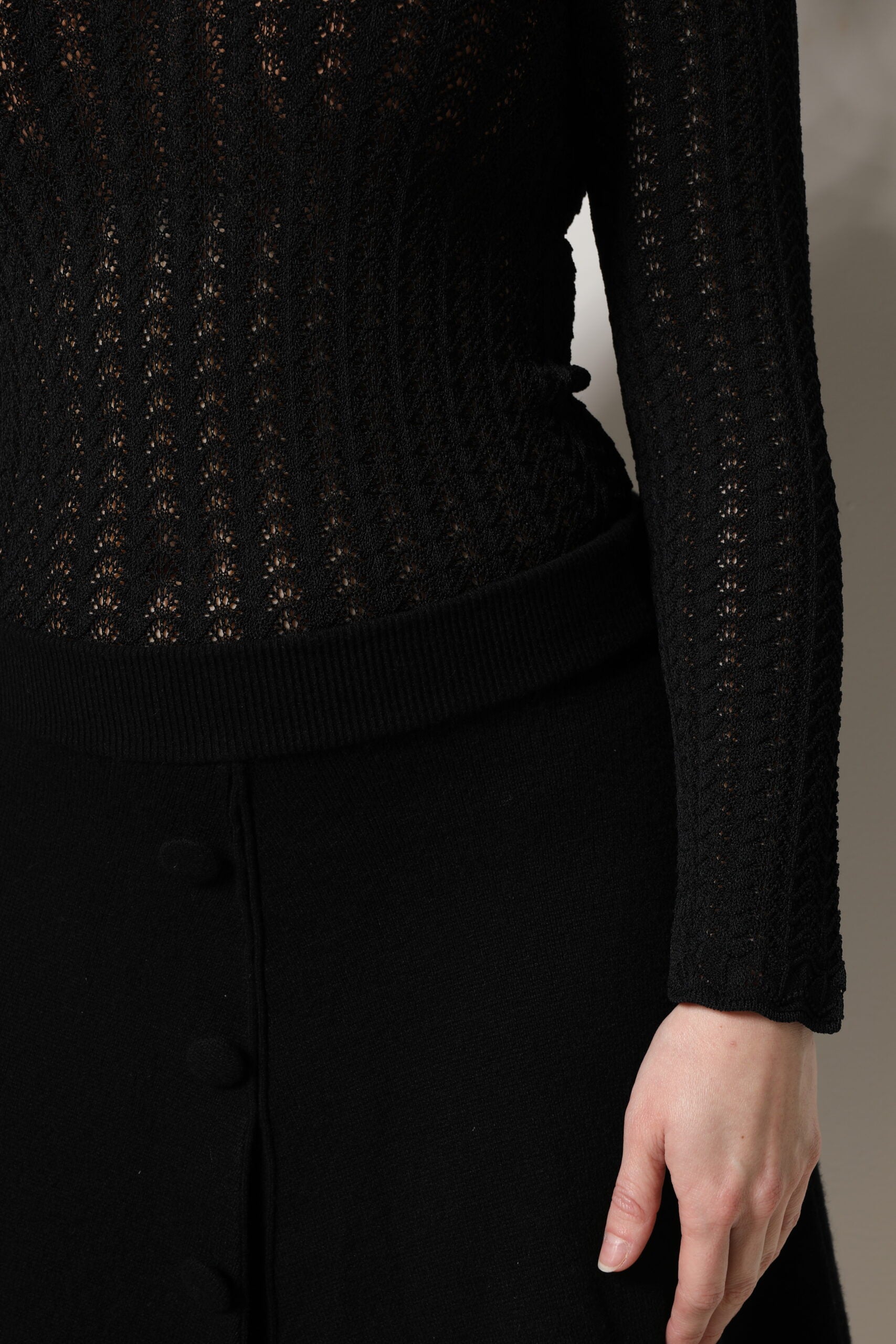 Dolce & Gabbana Black Cashmere Long Sleeves A-line Midi Women's Dress