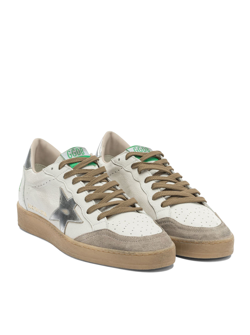 Golden Goose Deluxe Brand Men Ball-Star Sneakers In White Leather With Silver Star