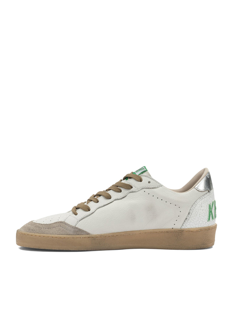 Golden Goose Deluxe Brand Men Ball-Star Sneakers In White Leather With Silver Star