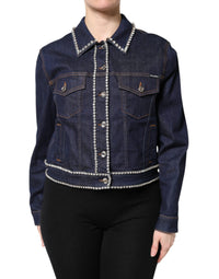 Dolce & Gabbana Dolce & Gabbana Blue Denim Cotton Crystal Embellished Women's Jacket