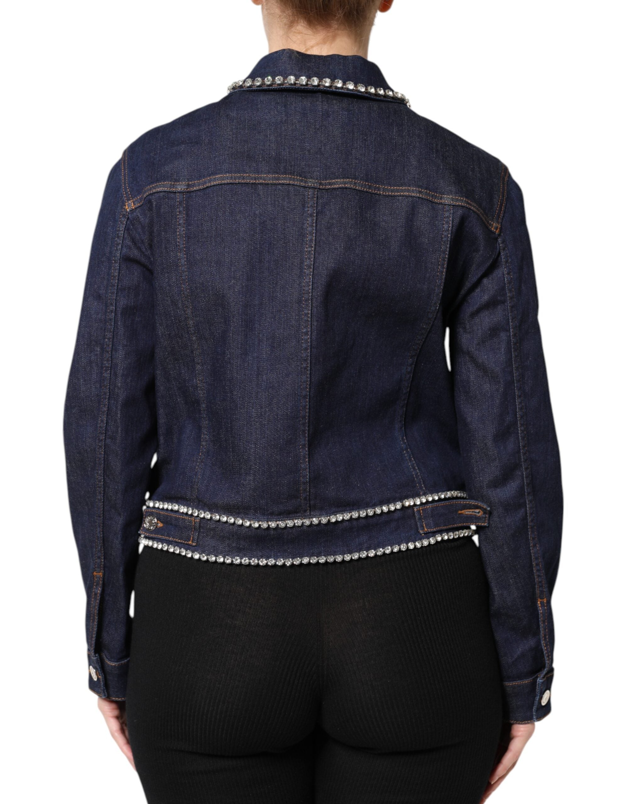 Dolce & Gabbana Dolce & Gabbana Blue Denim Cotton Crystal Embellished Women's Jacket