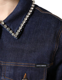 Dolce & Gabbana Dolce & Gabbana Blue Denim Cotton Crystal Embellished Women's Jacket