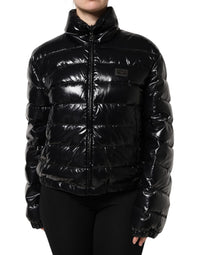 Dolce & Gabbana Dolce & Gabbana Black Logo Plaque Full Zip Puffer Women's Jacket