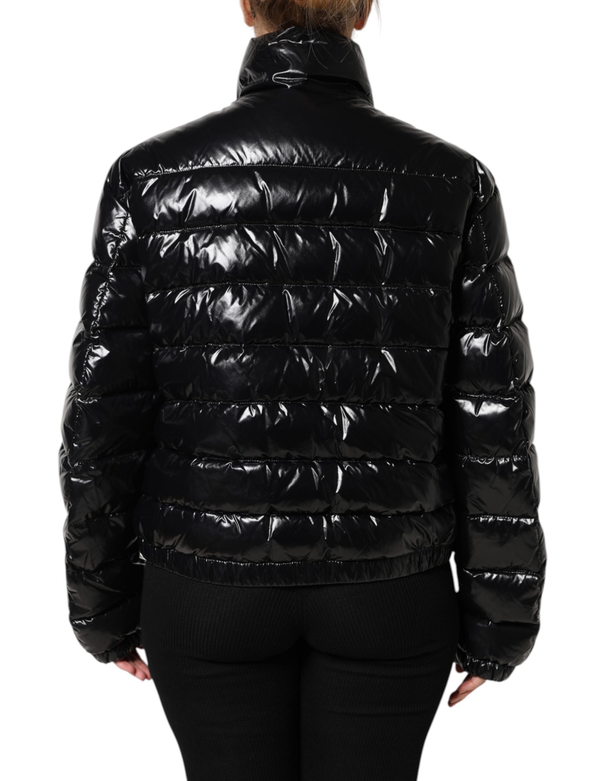 Dolce & Gabbana Dolce & Gabbana Black Logo Plaque Full Zip Puffer Women's Jacket