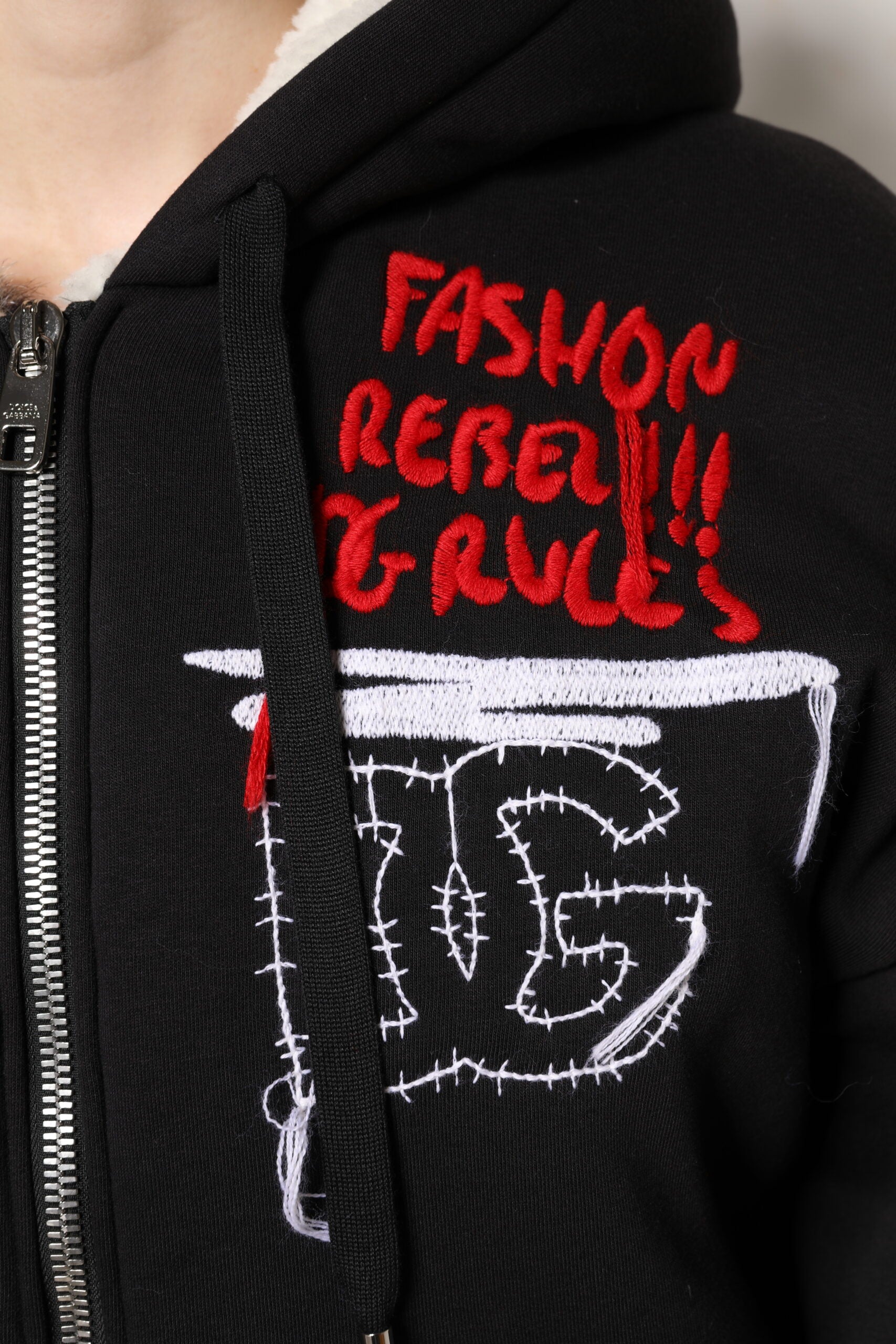 Dolce & Gabbana Dolce & Gabbana Black Embroidered Full Zip Hooded Women's Jacket