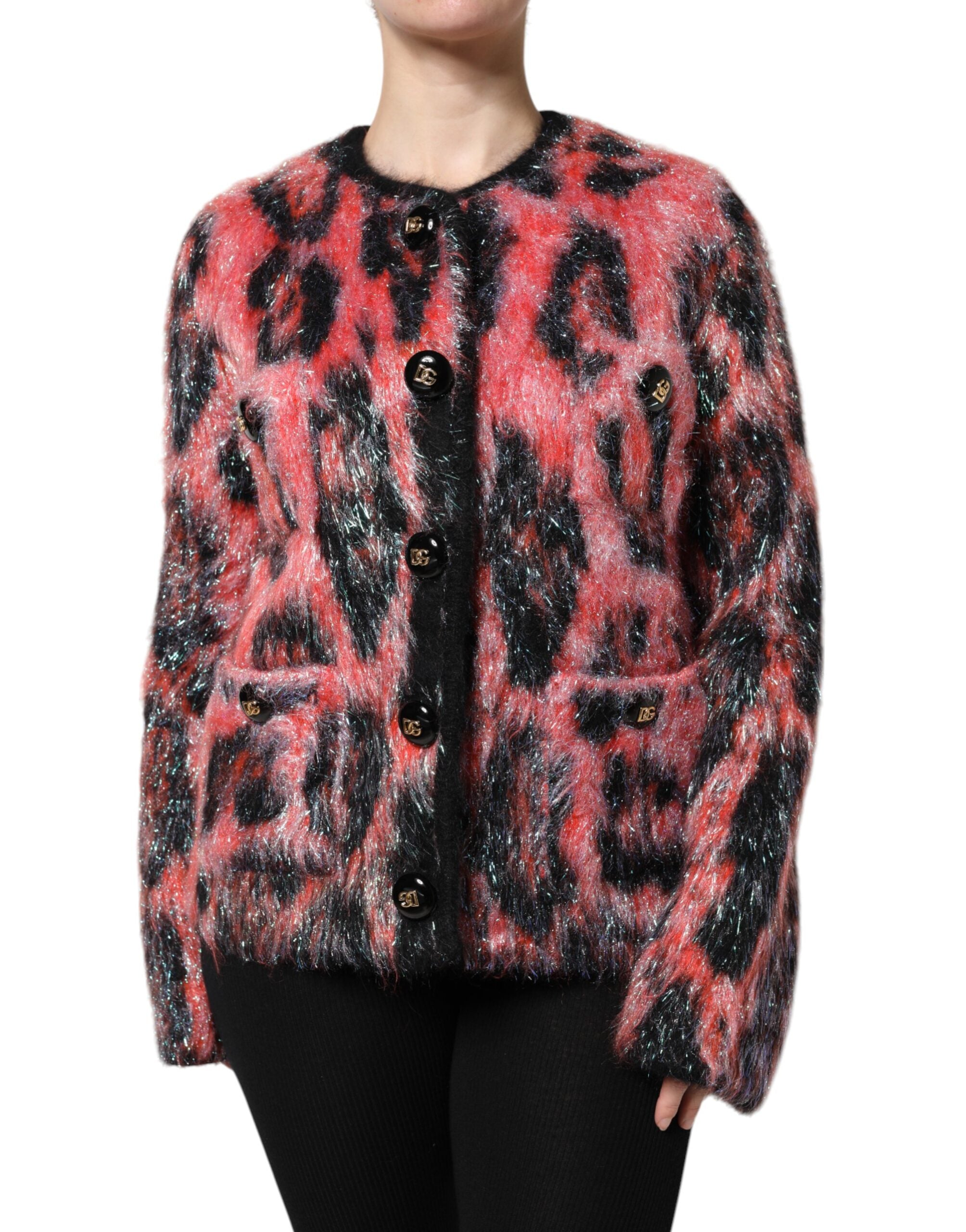 Dolce & Gabbana Red Mohair Wool Button Down Cardigan Women's Sweater