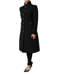 Dolce & Gabbana Black Wool Single Breasted Trench Coat Women's Jacket