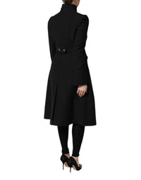 Dolce & Gabbana Black Wool Single Breasted Trench Coat Women's Jacket