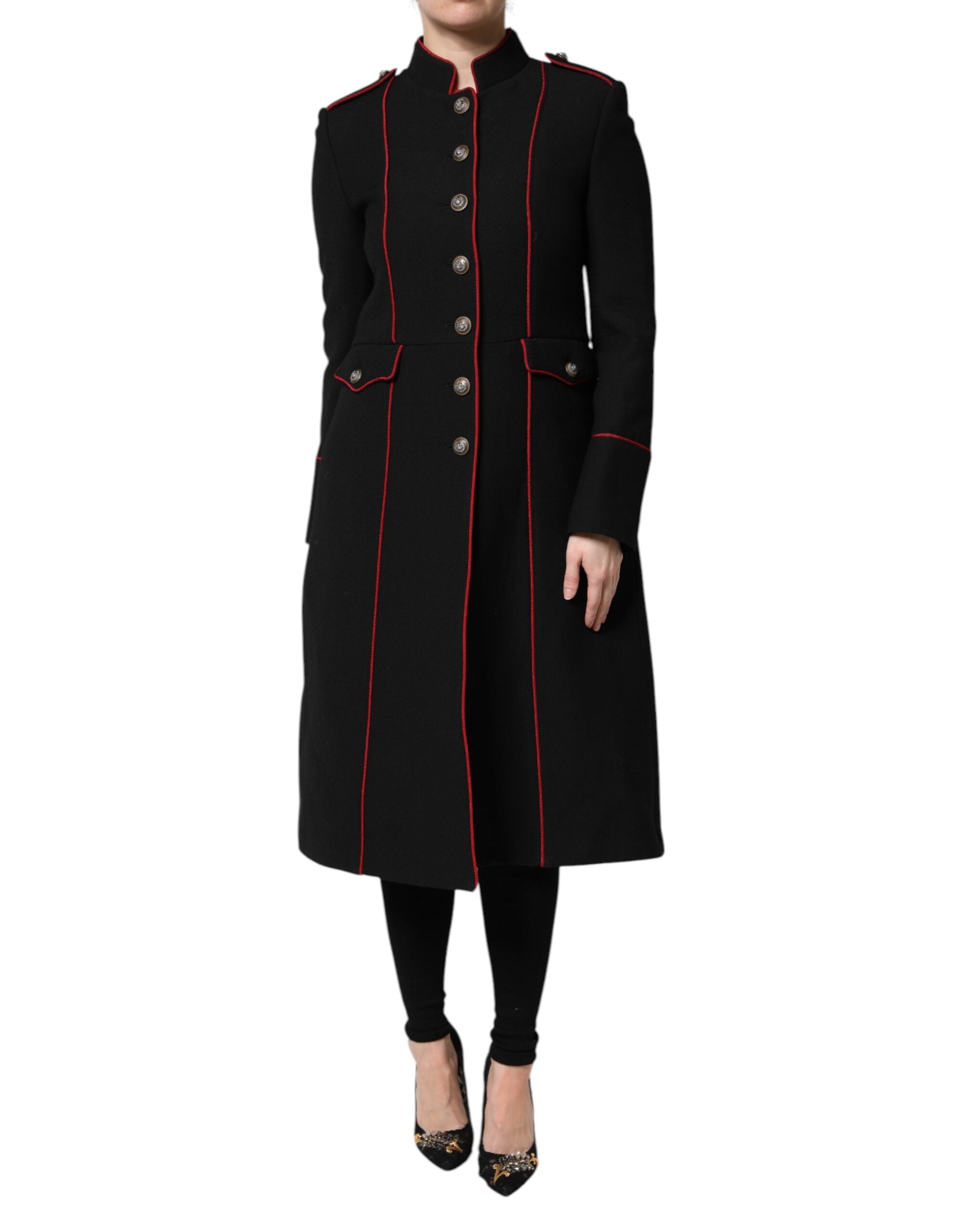 Dolce & Gabbana Dolce & Gabbana Black Wool Single Breasted Trench Coat Women's Jacket