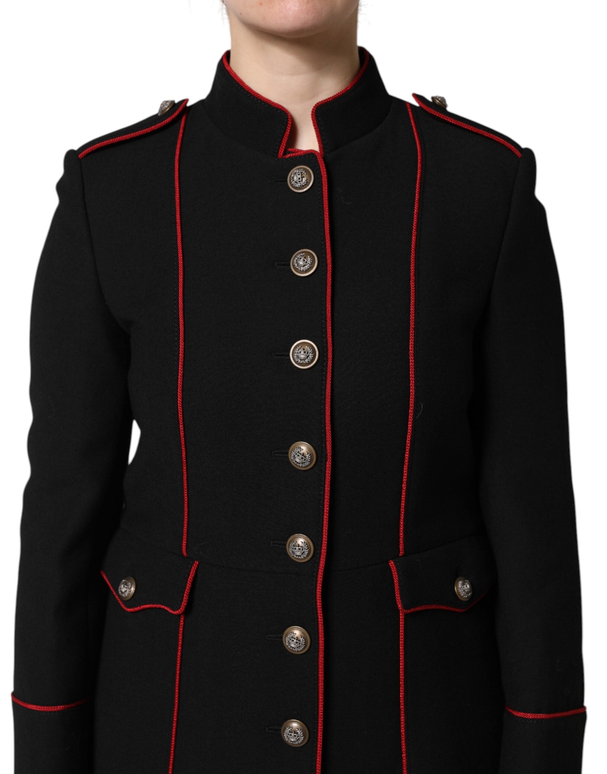 Dolce & Gabbana Dolce & Gabbana Black Wool Single Breasted Trench Coat Women's Jacket