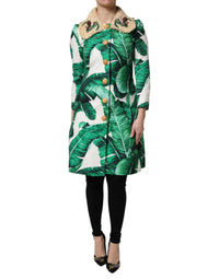 Dolce & Gabbana Dolce & Gabbana Multicolor Leaf Print Embellished Trenchcoat Women's Jacket