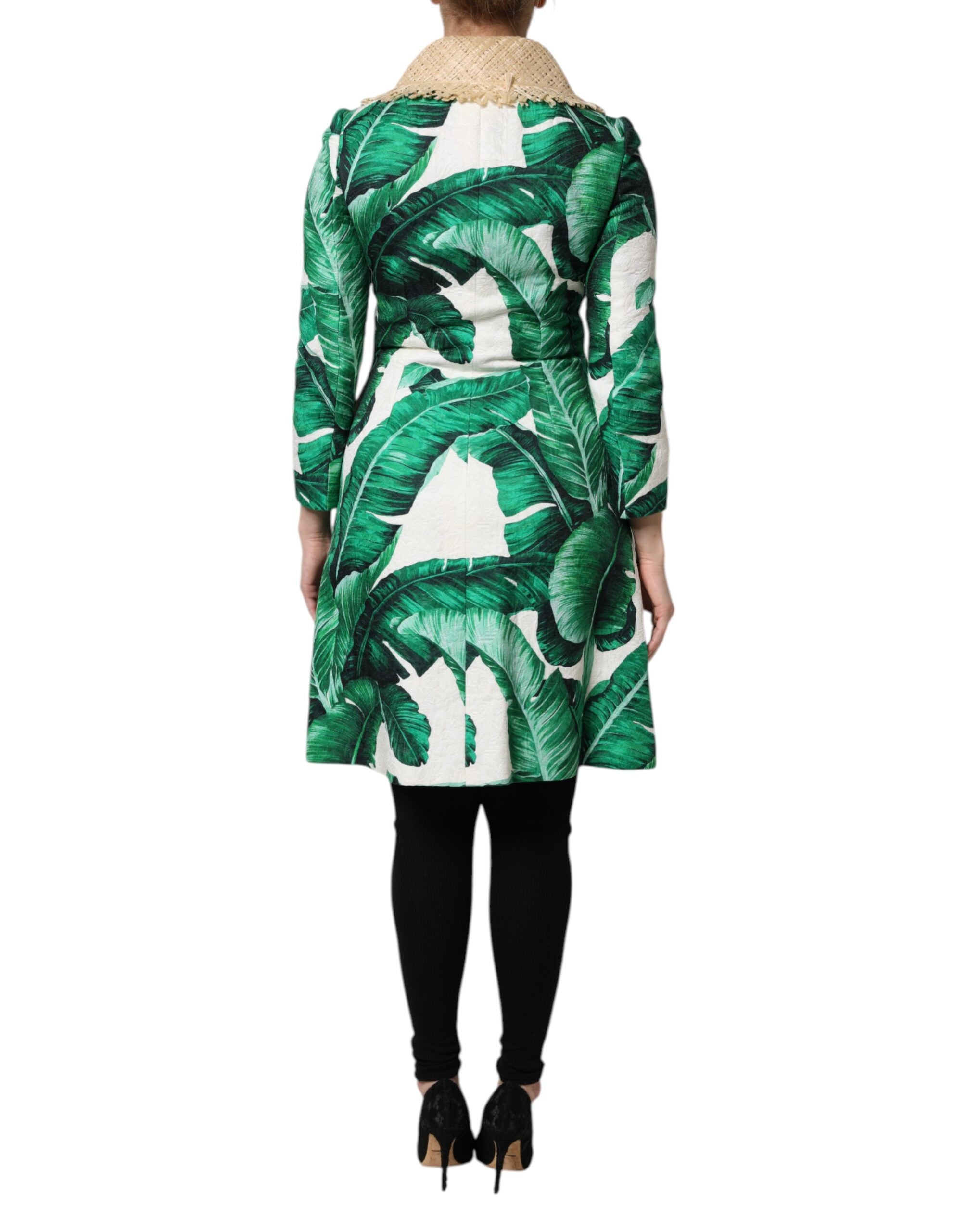 Dolce & Gabbana Dolce & Gabbana Multicolor Leaf Print Embellished Trenchcoat Women's Jacket