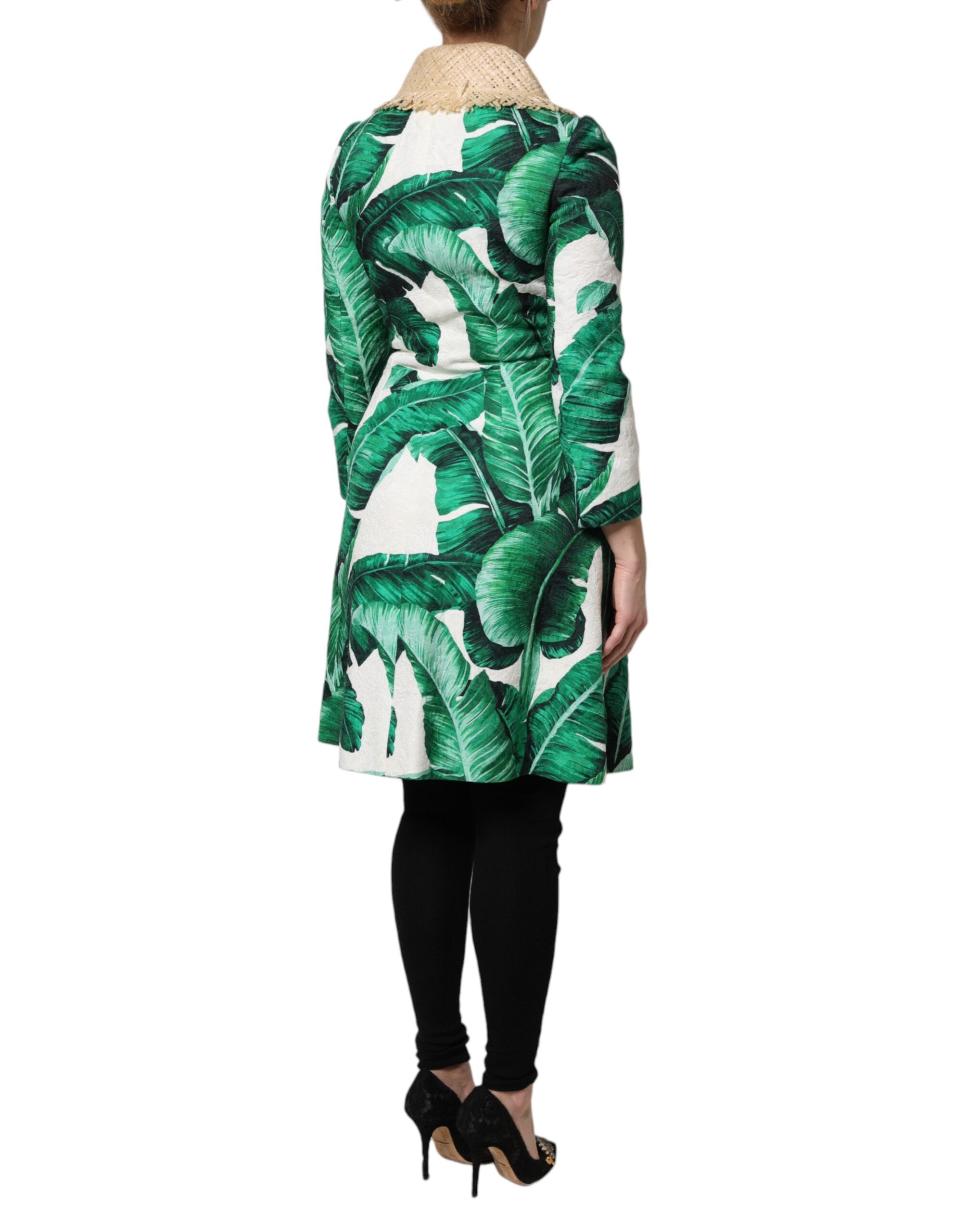 Dolce & Gabbana Dolce & Gabbana Multicolor Leaf Print Embellished Trenchcoat Women's Jacket
