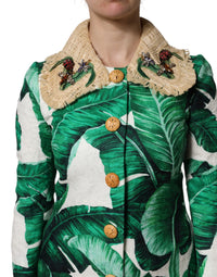 Dolce & Gabbana Dolce & Gabbana Multicolor Leaf Print Embellished Trenchcoat Women's Jacket