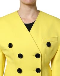 Dolce & Gabbana Yellow Double Breasted Trench Coat Women's Jacket