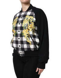 Dolce & Gabbana Dolce & Gabbana Black White Check Floral Button Down Women's Jacket