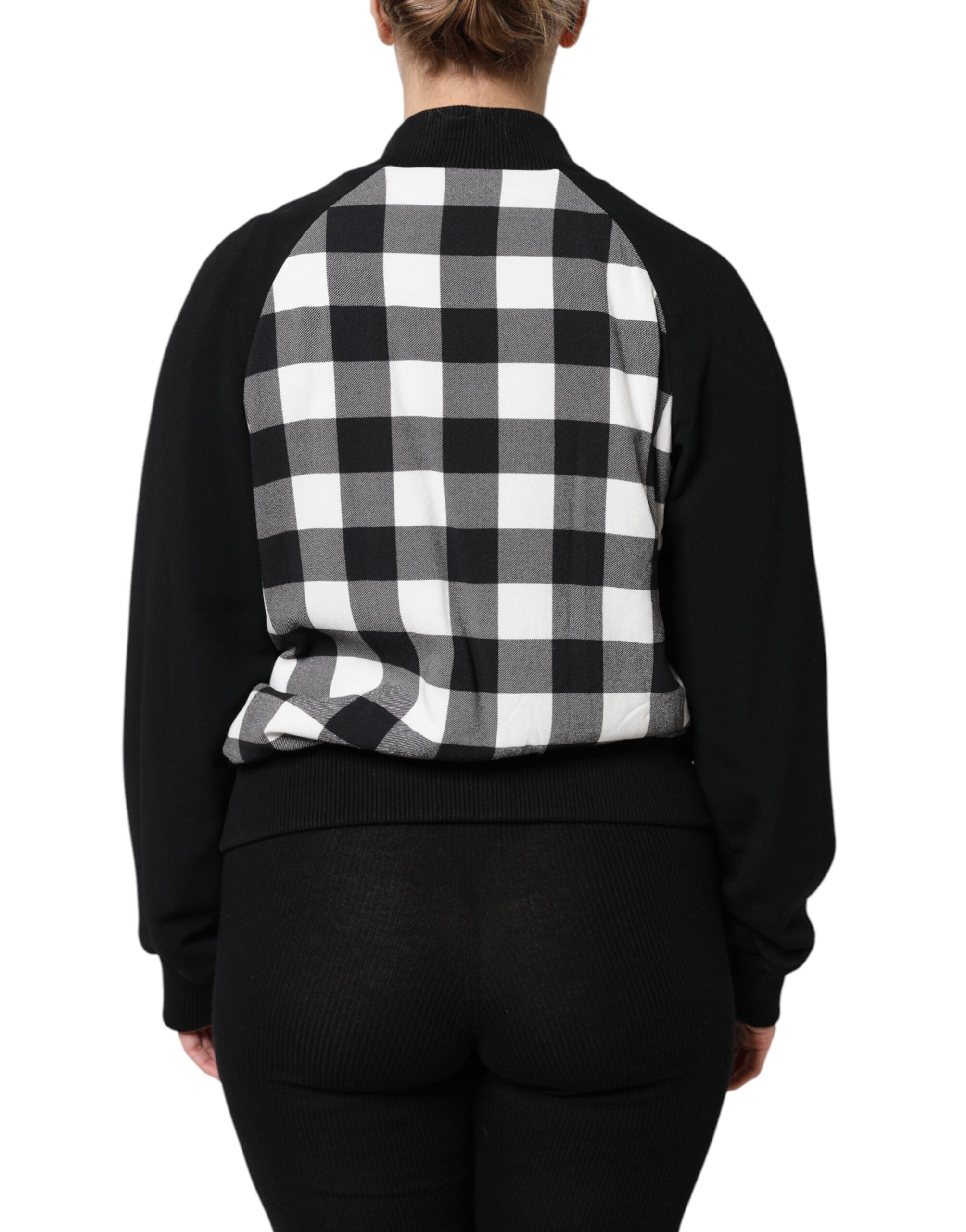 Dolce & Gabbana Dolce & Gabbana Black White Check Floral Button Down Women's Jacket