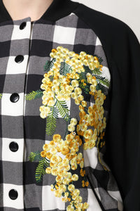 Dolce & Gabbana Dolce & Gabbana Black White Check Floral Button Down Women's Jacket