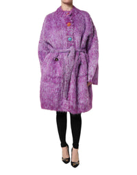 Dolce & Gabbana Dolce & Gabbana Purple Button Embellished Trench Coat Women's Jacket