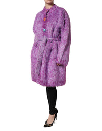 Dolce & Gabbana Dolce & Gabbana Purple Button Embellished Trench Coat Women's Jacket