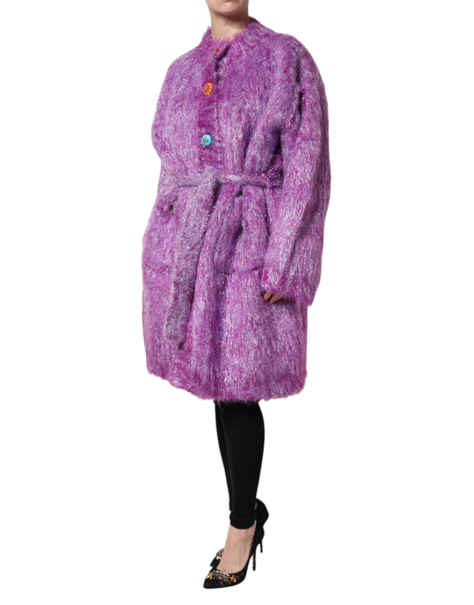 Dolce & Gabbana Dolce & Gabbana Purple Button Embellished Trench Coat Women's Jacket