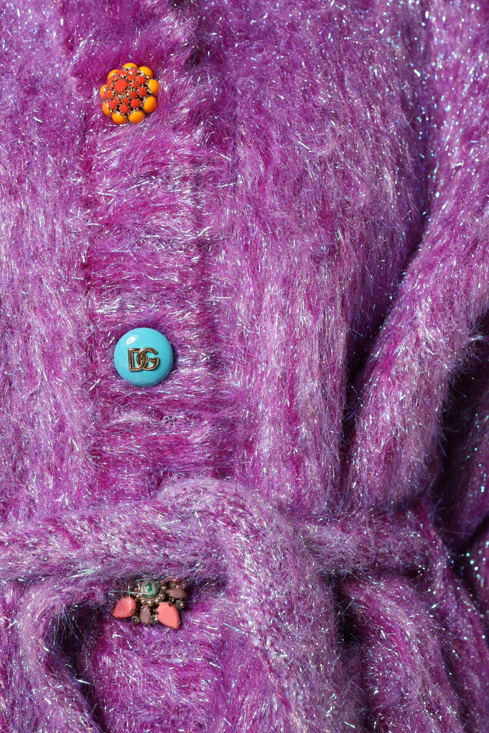 Dolce & Gabbana Dolce & Gabbana Purple Button Embellished Trench Coat Women's Jacket