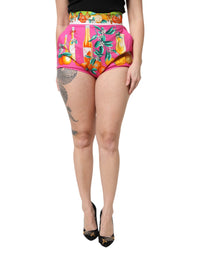Dolce & Gabbana Pink Printed High Waist Hot Pants Women's Shorts