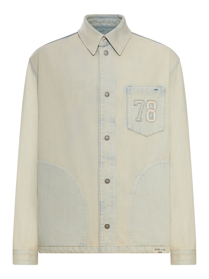 Golden Goose Deluxe Brand Men Sand Denim Work Jacket