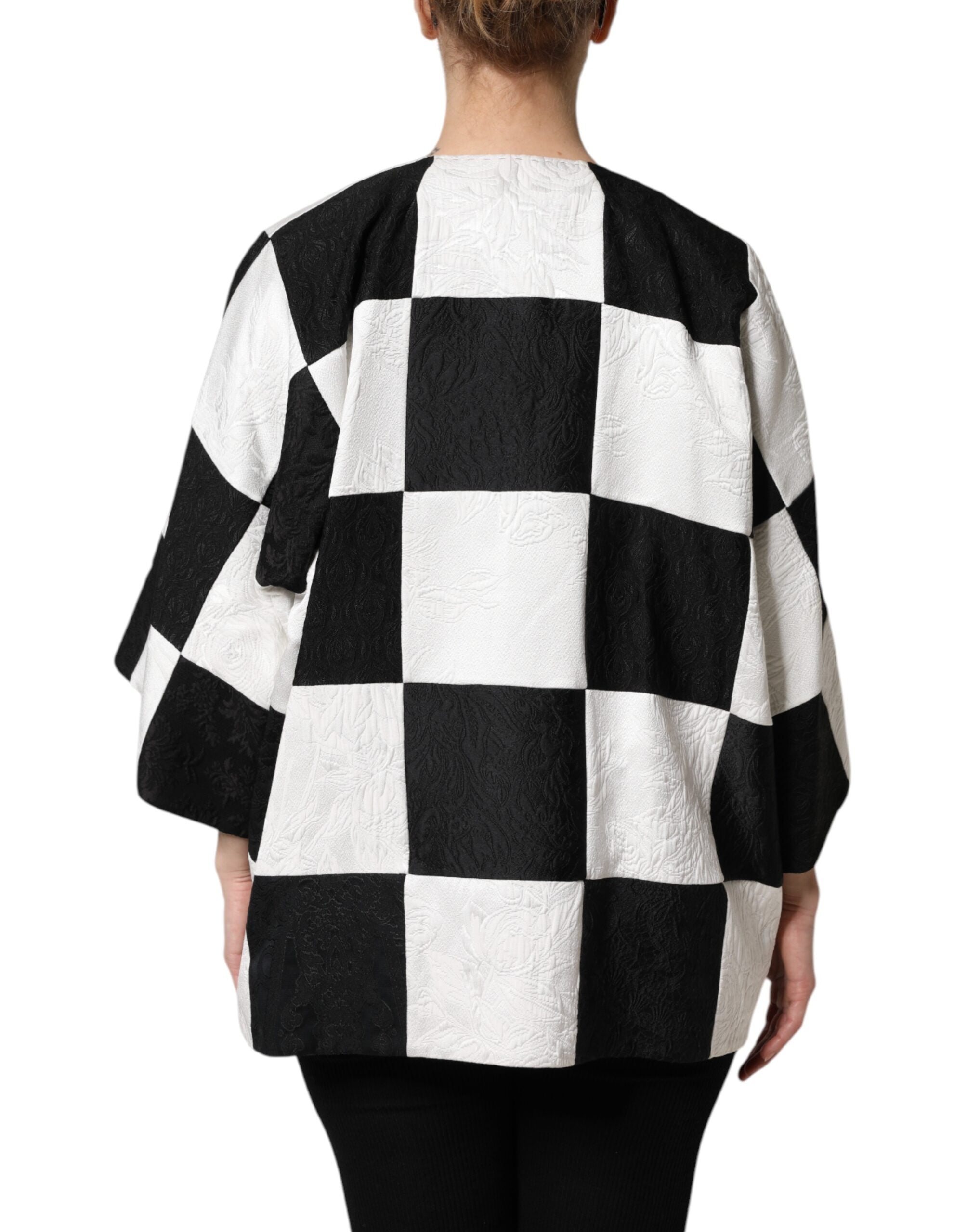 Dolce & Gabbana Dolce & Gabbana White Black Patchwork Jacquard Blazer Women's Jacket