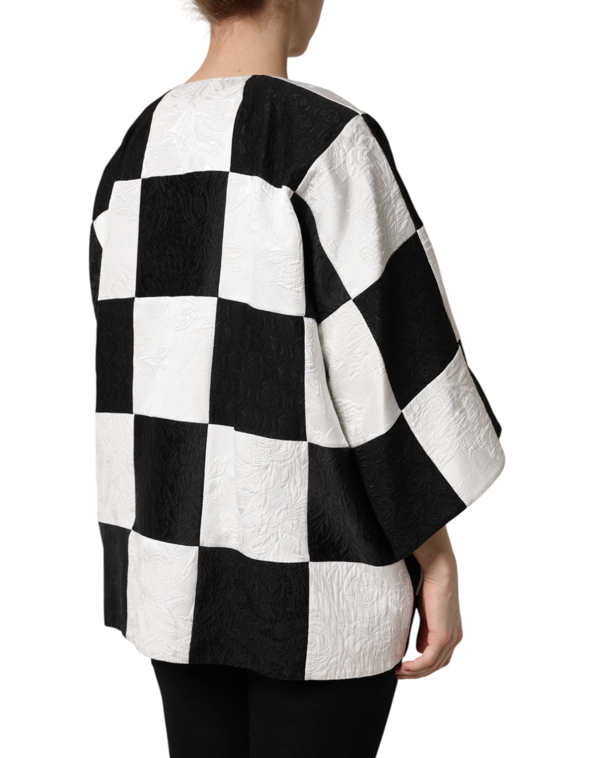 Dolce & Gabbana Dolce & Gabbana White Black Patchwork Jacquard Blazer Women's Jacket