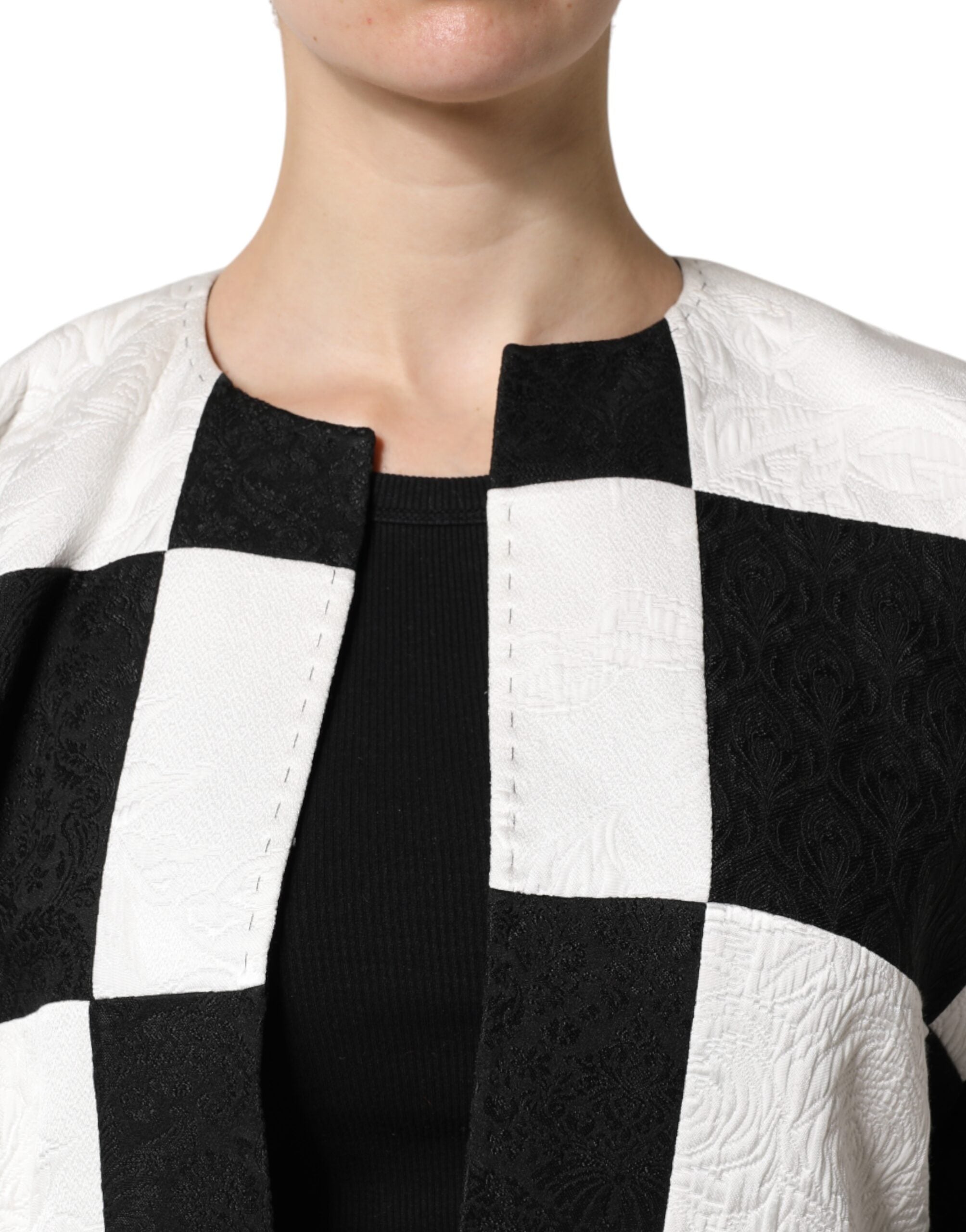 Dolce & Gabbana Dolce & Gabbana White Black Patchwork Jacquard Blazer Women's Jacket