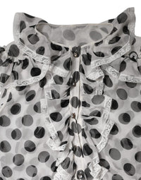 Dolce & Gabbana White Black Polka Dot Cotton Sleeveless Women's Top