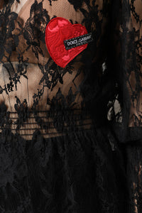 Dolce & Gabbana Black Cotton Floral Lace Women Blouse Women's Top