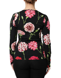 Dolce & Gabbana Black Floral Long Sleeve Women Blouse Women's Top