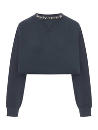 Golden Goose Deluxe Brand Golden Goose Deluxe Brand Women Crew Neck Sweatshirt In Organic Cotton Fleece With Crystals On The Neck