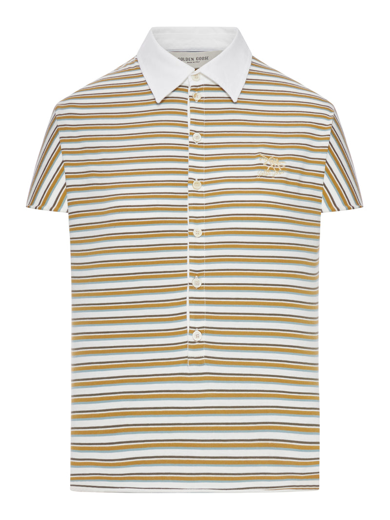 Golden Goose Deluxe Brand Women Striped Jersey Polo T-Shirt With Contrasting Collar