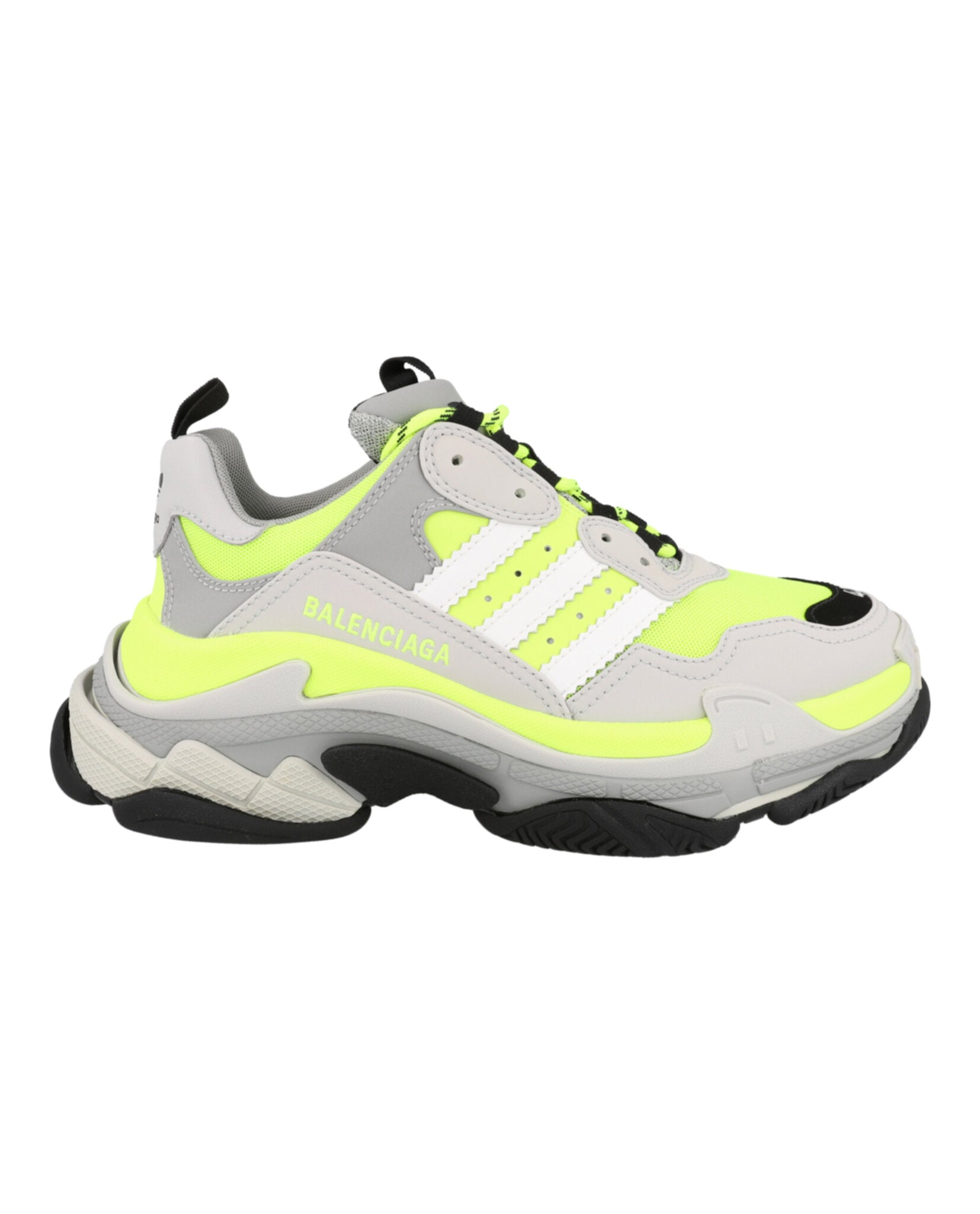Balenciaga Mens Adidas x Triple S Sneaker Fluorescent Yellow Black Grey