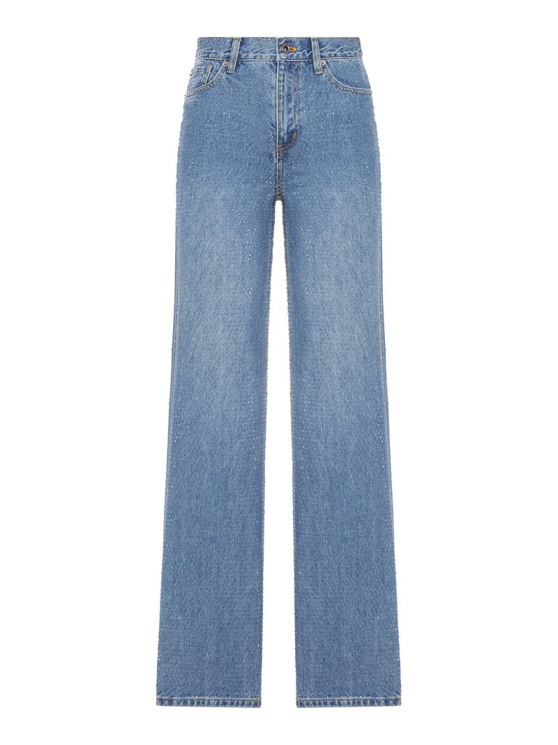 Self-portrait Self-Portrait Women Straight Leg Denim Jeans With Rhinestone
