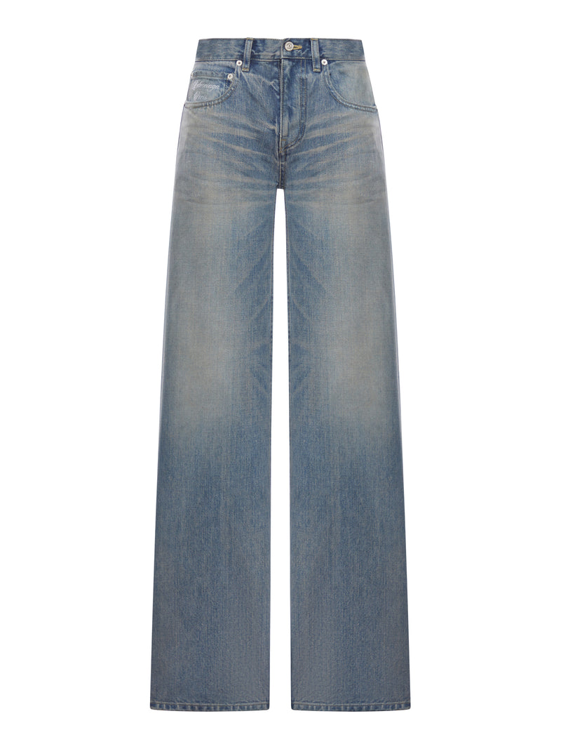 Balenciaga Balenciaga Women Organic Cotton Denim Wide-Leg Baggy Trousers