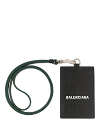 Balenciaga Mens Crocodile Embossed Cash Card And Badge Holder