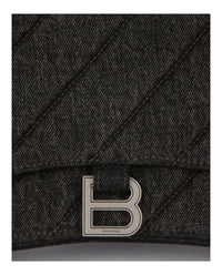 Balenciaga Womens Crush Medium Denim Shoulder Bag
