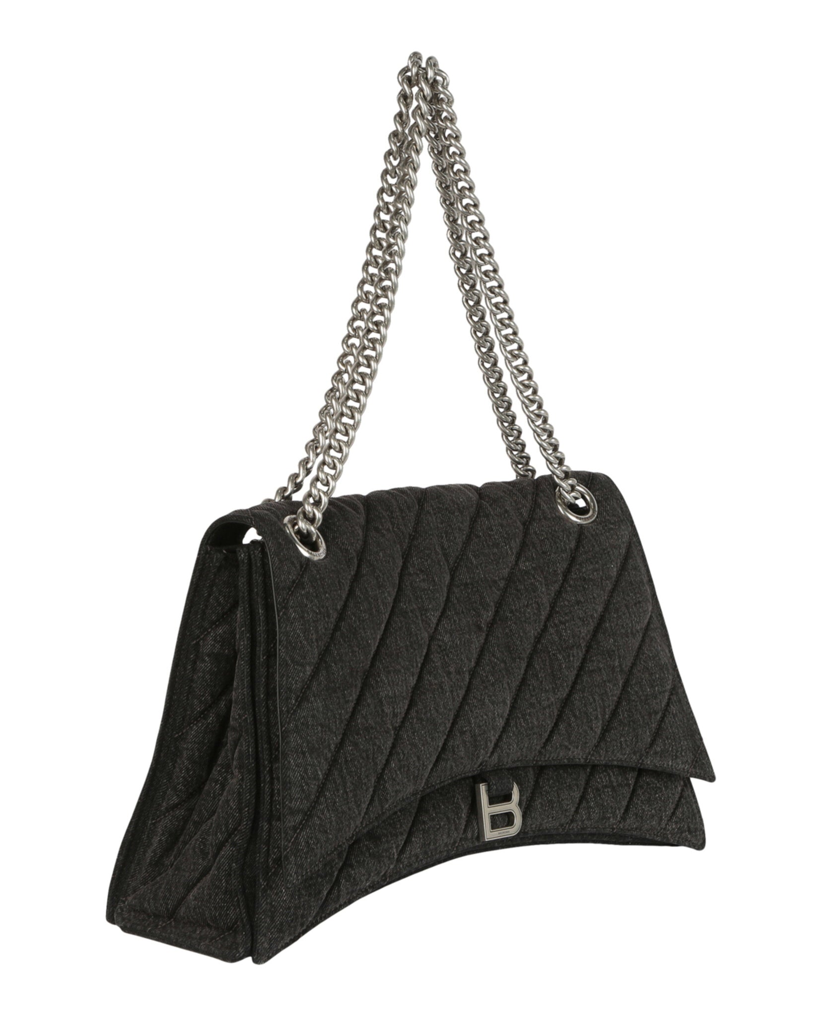 Balenciaga Womens Crush Medium Denim Shoulder Bag