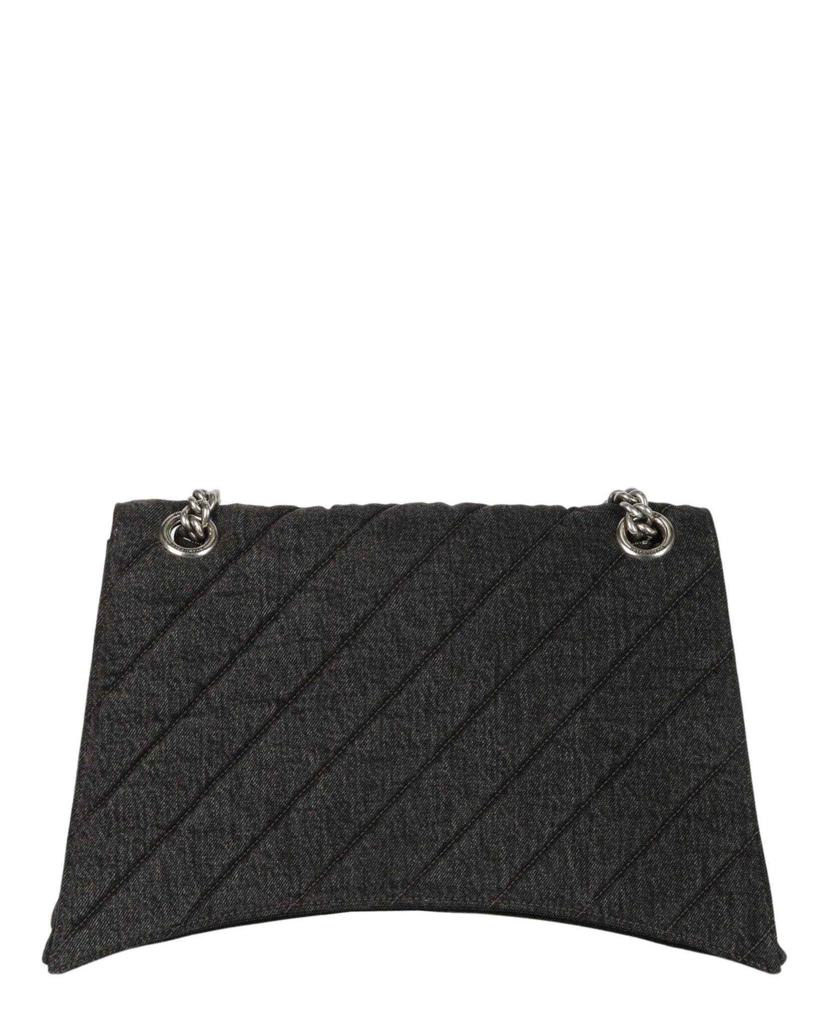 Balenciaga Womens Crush Medium Denim Shoulder Bag
