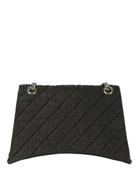 Balenciaga Womens Crush Medium Denim Shoulder Bag