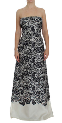 Dolce & Gabbana White Floral Lace Silk Corset Maxi Women's Dress