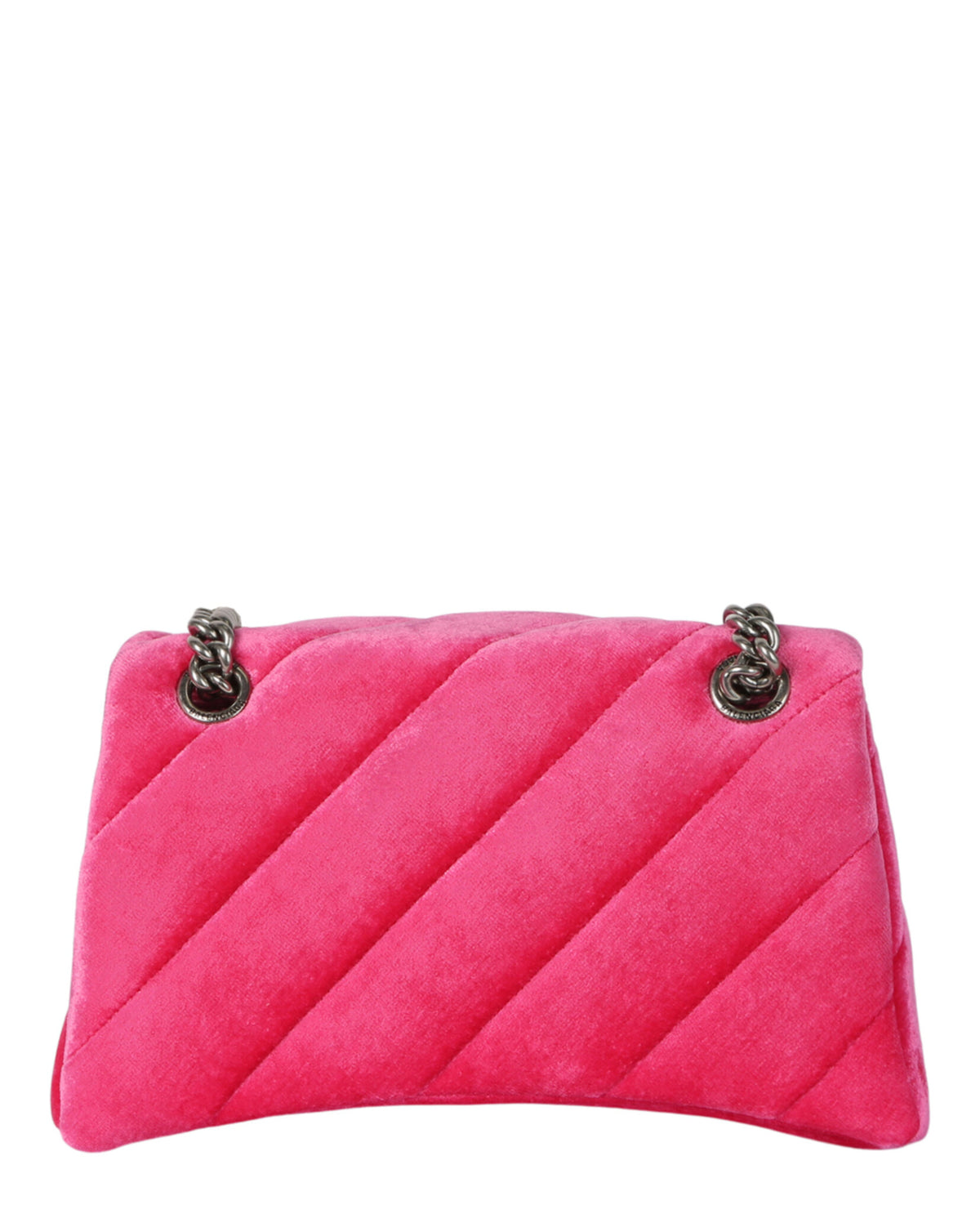 Balenciaga Womens Crush Velvet Small Quilted Chain Shoulder Bag