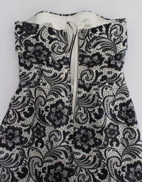 Dolce & Gabbana White Floral Lace Silk Corset Maxi Women's Dress
