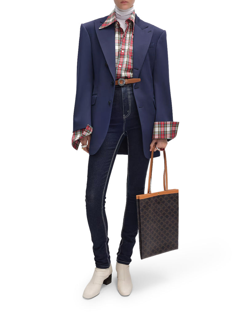 Celine Women Medium Flat Shopper In Triomphe Fabric