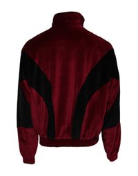 Dolce & Gabbana Red Black Cotton Logo FullZip Bomber Men's Jacket