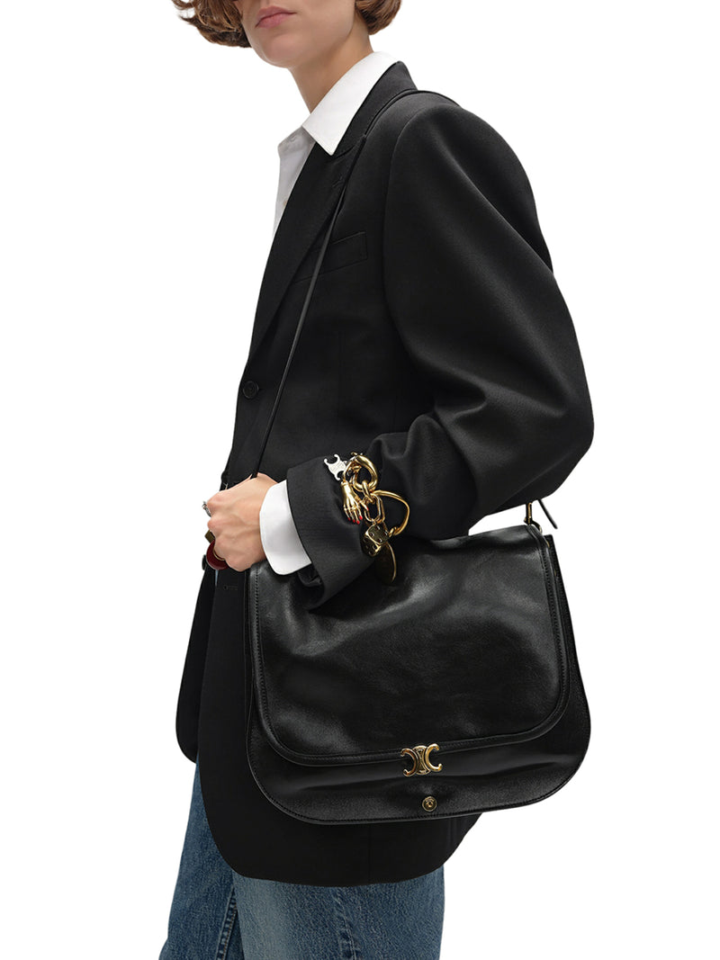 Celine Celine Women Triomphe Soft Saddlebag In Soft Polished Calfskin